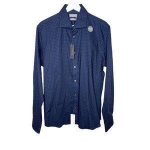 Michael Kors Shirt Mens Large Long Sleeve Button Down Top Slim Fit Blue Work